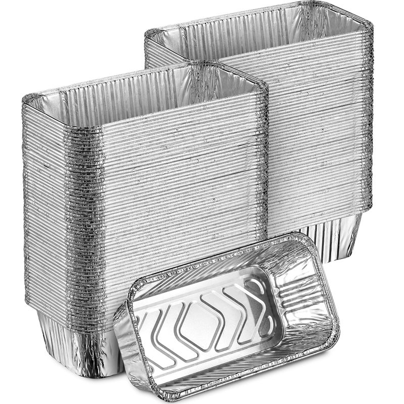 MontoPack Aluminum Disposable Loaf Pans | Deep Standard Size 8.5â€ x 4.5â€ Extra Thick Foil Bread Containers for Baking, Food Storage & Takeout | Eco-Friendly & Recyclable | Bulk 100-Pack 2 Pound Trays - Image 1